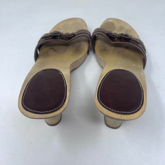 Xhilaration Vintage Sandal Women's 9.5 Y2K Leather Open Toe Wooden Platform Heel - Picture 8 of 12